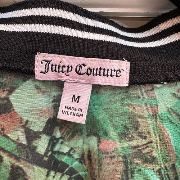 Juicy Couture Jungle Green Lush Tropical Bomber Zip Jacket Size Medium M - Picture 11 of 13